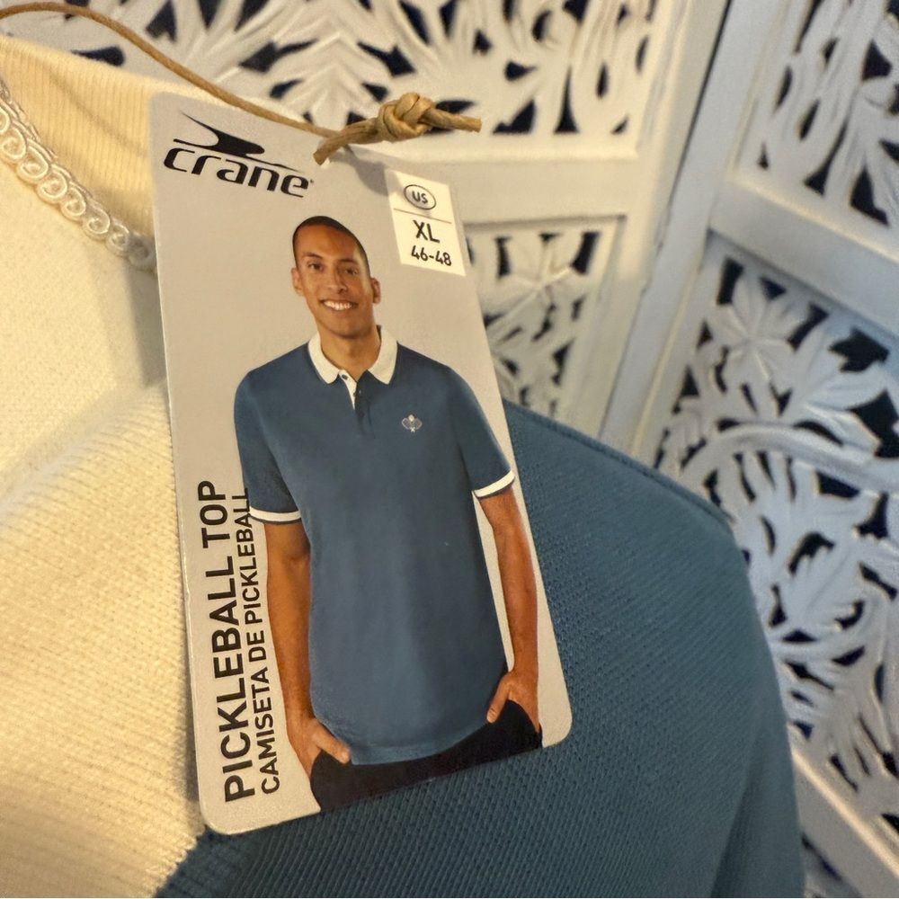 Men's Blue Pickleball Polo Shirt with Cream Accents NWT - Picture 3 of 3